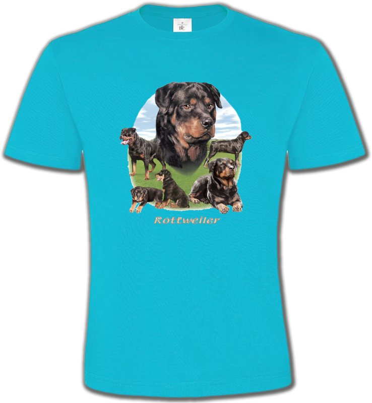 T-Shirts Col Rond Unisexe Rottweiler Rottweiler Paysage (C)