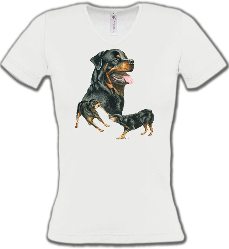T-Shirts Col V Femmes Rottweiler Rottweiler (E)