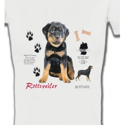 T-Shirts T-Shirts Col V Femmes Rottweiler Chiot  (Q)
