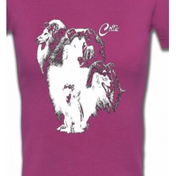 T-Shirts Races de chiens Colley Noir et Blanc (B)