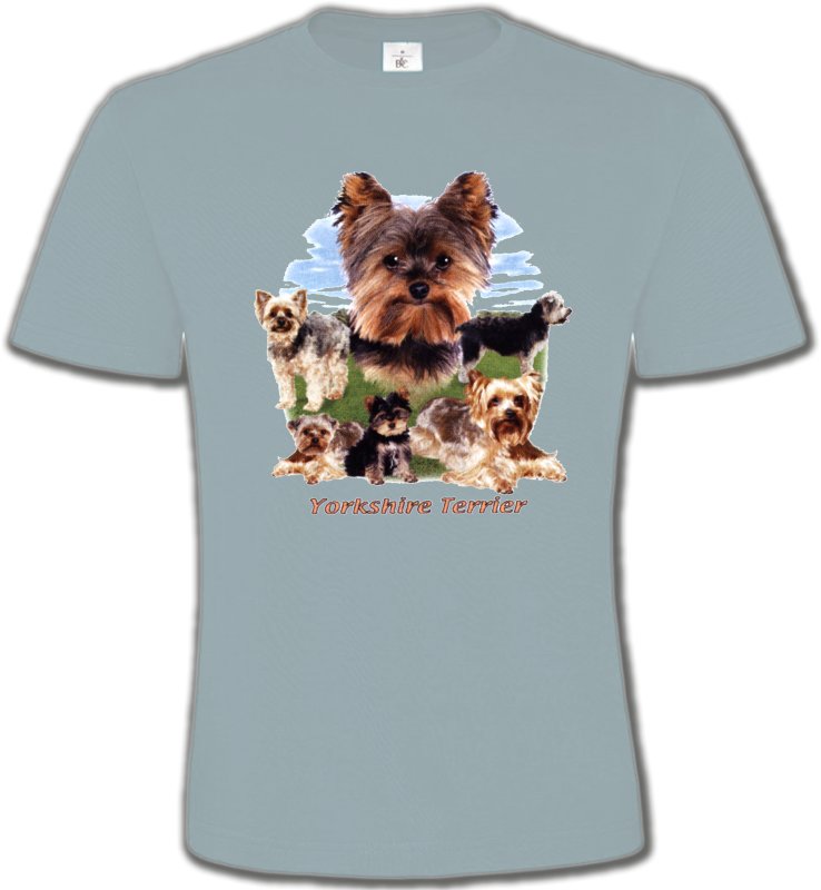 T-Shirts Col Rond Unisexe Yorkshires Yorkshire terrier Paysage (B)