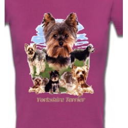 T-Shirts T-Shirts Col V Femmes Yorkshire terrier Paysage (B)