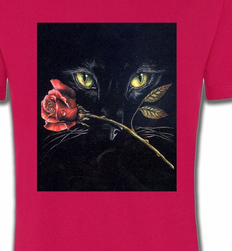 Chat noir avec rose (R2)