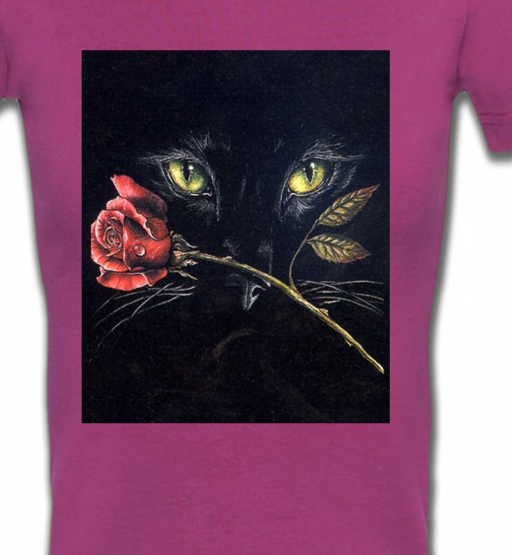 Chat noir avec rose (R2)