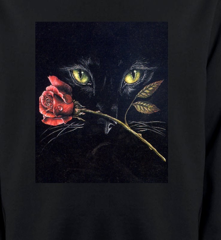 Chat noir avec rose (R2)