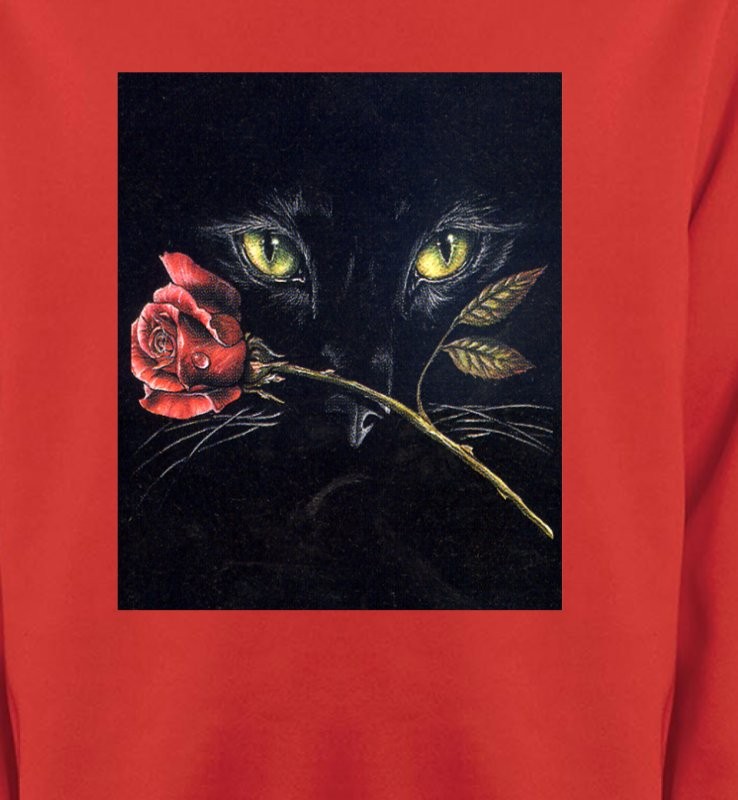 Chat noir avec rose (R2)