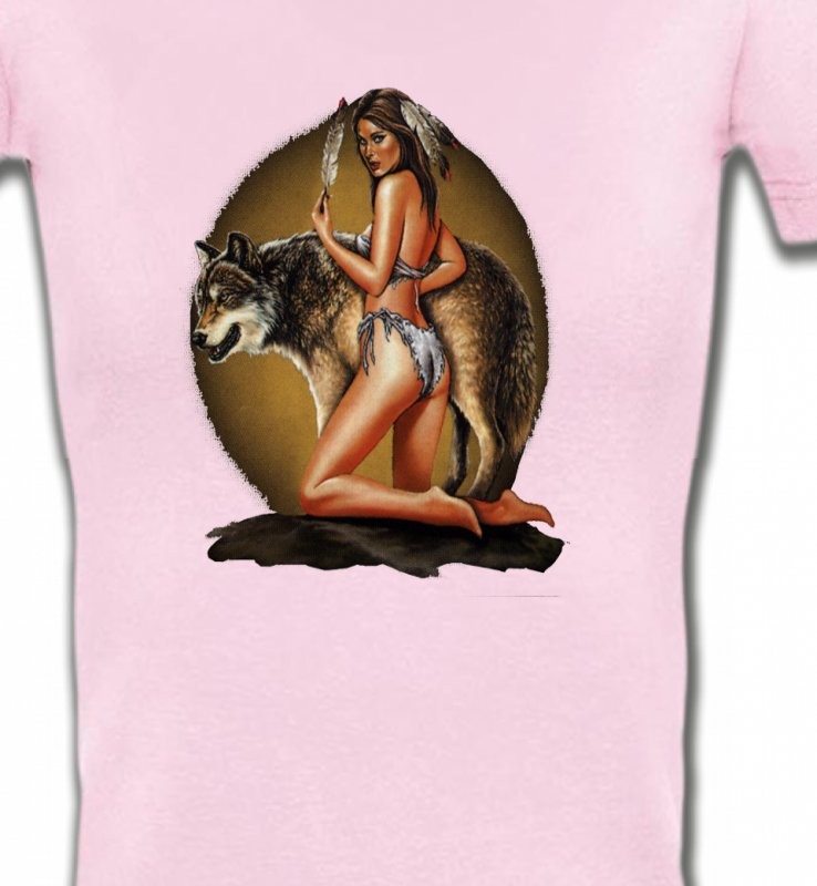 Loup avec indienne tenant une plume (Q)