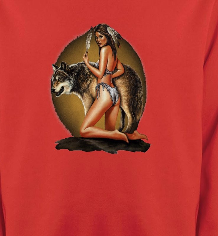 Loup avec indienne tenant une plume (Q)