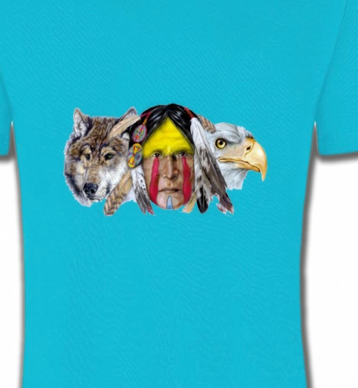 Indien au milieu d'un aigle et d'un loup (A)