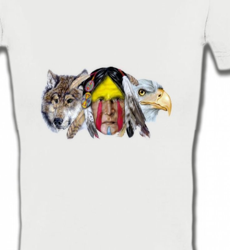 Indien au milieu d'un aigle et d'un loup (A)
