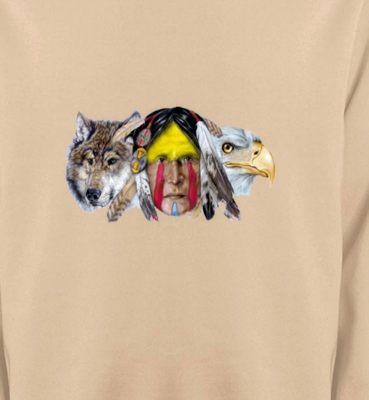 Indien au milieu d'un aigle et d'un loup (A)