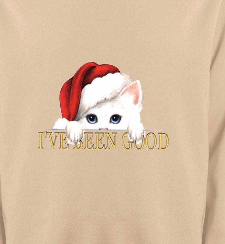 Chaton blanc avec bonnet de Père Noël (O)