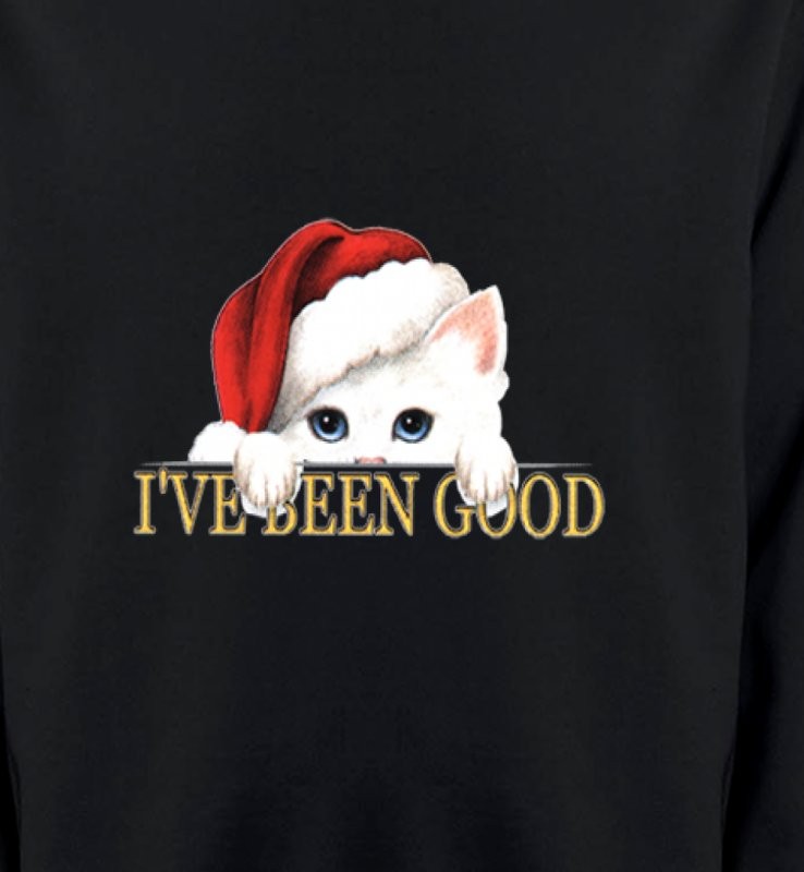 Chaton blanc avec bonnet de Père Noël (O)